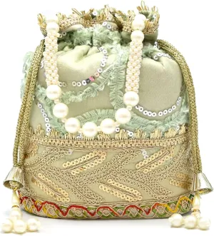 Elegant Potli Bag for Women with Floral Embroidery & Beads