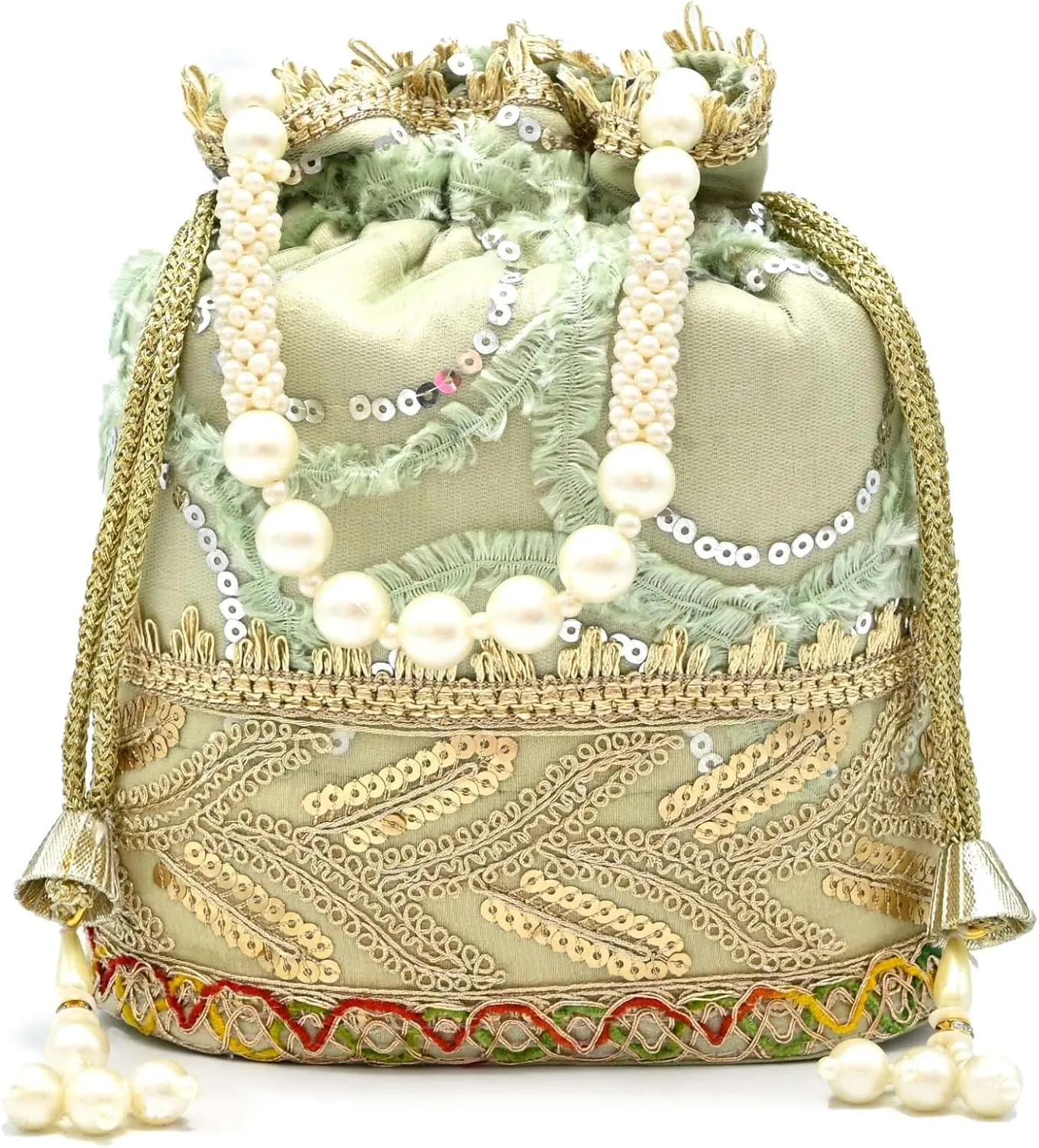 Elegant Potli Bag for Women with Floral Embroidery & Beads