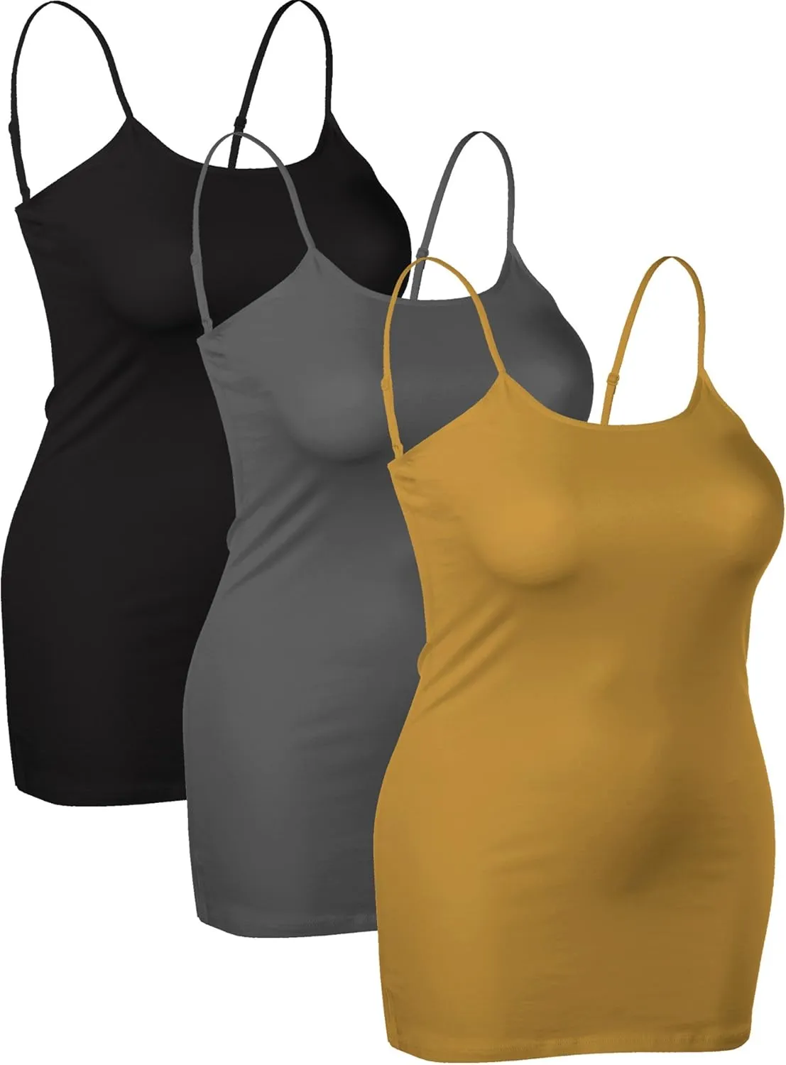 Emmalise Women's Basic Casual Long Camisole Adjustable Strap Cami Layering Top