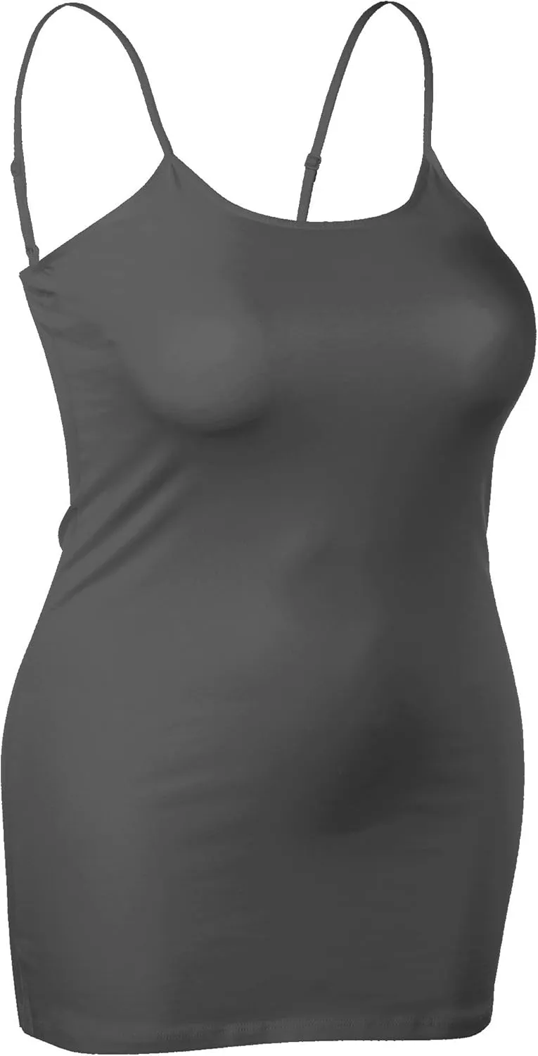 Emmalise Women's Basic Casual Long Camisole Adjustable Strap Cami Layering Top
