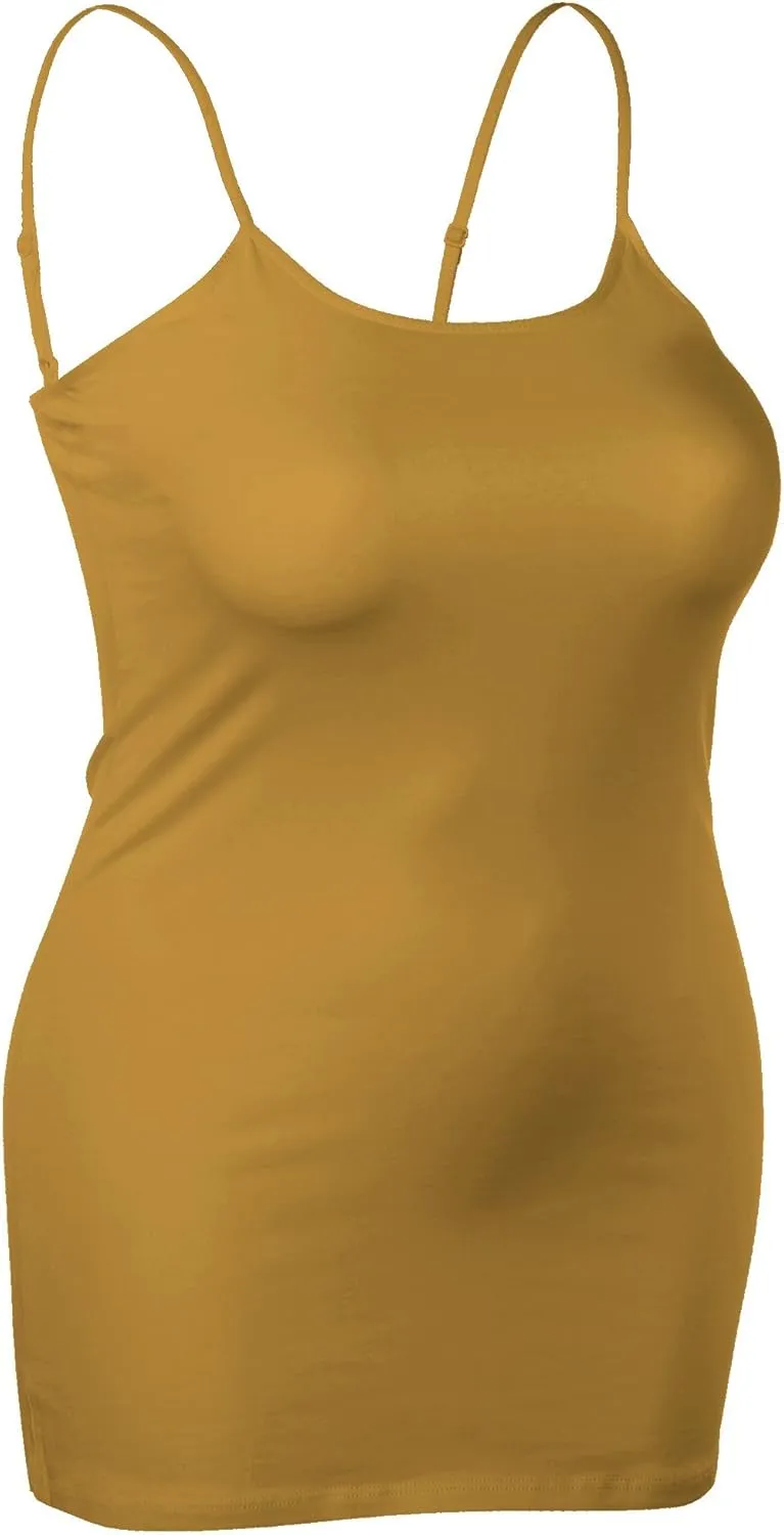 Emmalise Women's Basic Casual Long Camisole Adjustable Strap Cami Layering Top