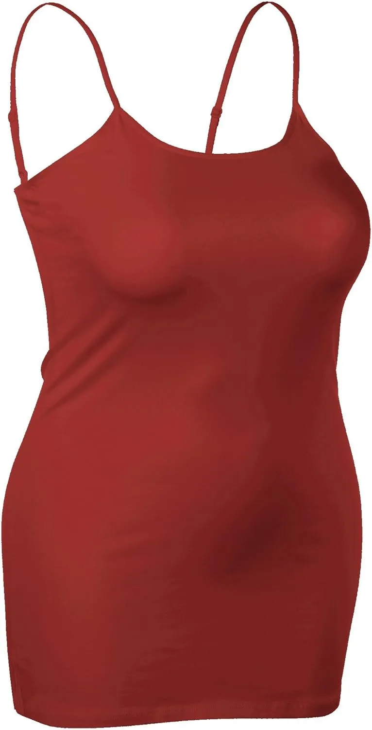 Emmalise Women's Basic Casual Long Camisole Adjustable Strap Cami Layering Top