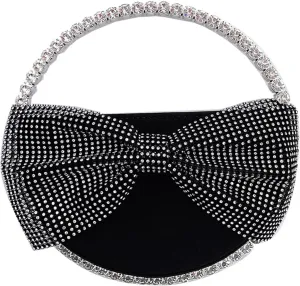 Evening Bag Round Handle Diamond Bow Evening Bag Women Wedding Party Glittering Crystal Clutch Purses and Handbags Wallets