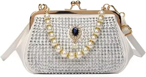 Evening Handbag for Women Girls Bling Shoulder Bag Kiss Lock Crossbody Bag Clutch Purse for Party Prom Wedding Dating