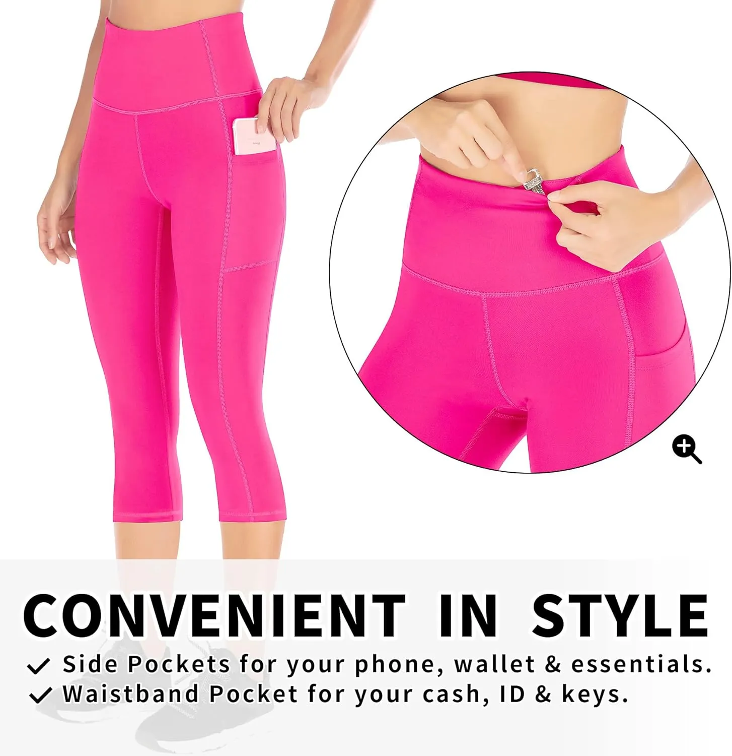 Ewedoos Womens Yoga Pants with Pockets Capri Leggings for Women Tummy Control Workout Leggings Compression Capris Pants