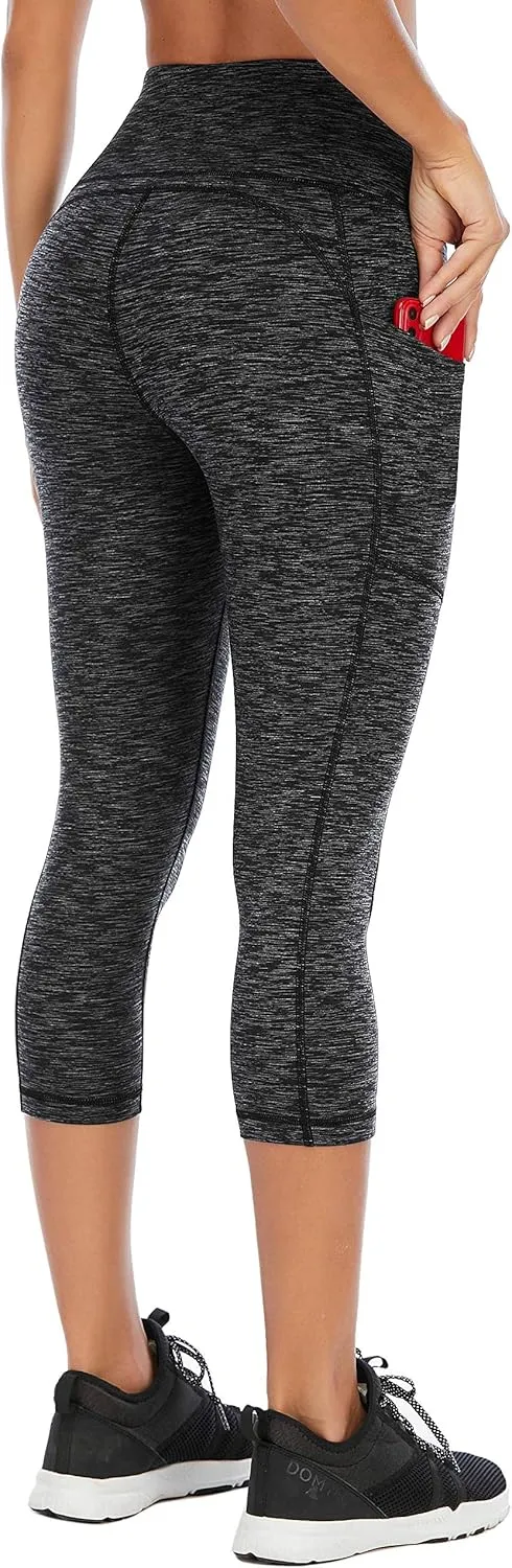 Ewedoos Womens Yoga Pants with Pockets Capri Leggings for Women Tummy Control Workout Leggings Compression Capris Pants