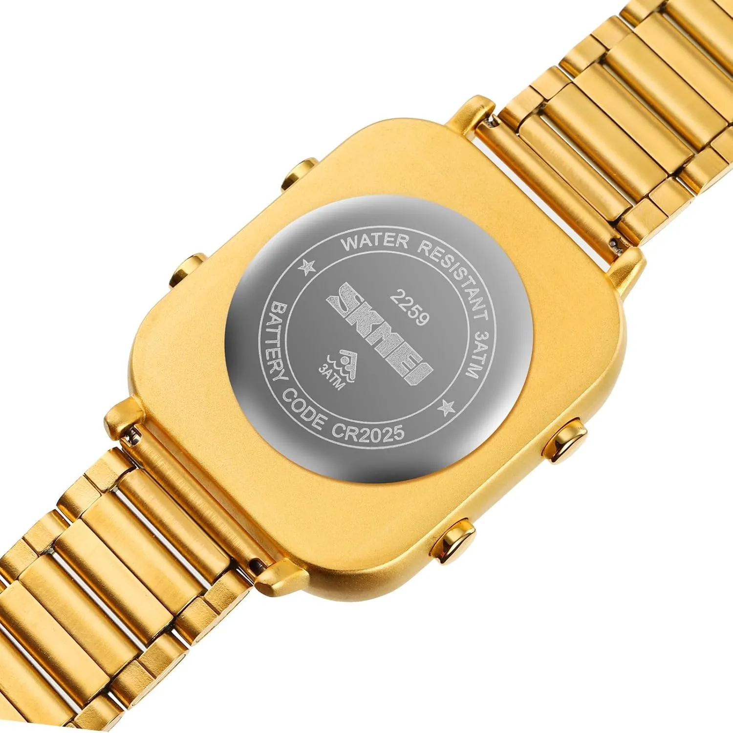 FANMIS Classic Unisex Digital Sports Watches Women's Men's Multifunctional Watch Stainless Steel Band Square Big Numbers Dial Waterproof Electronic Led Watch