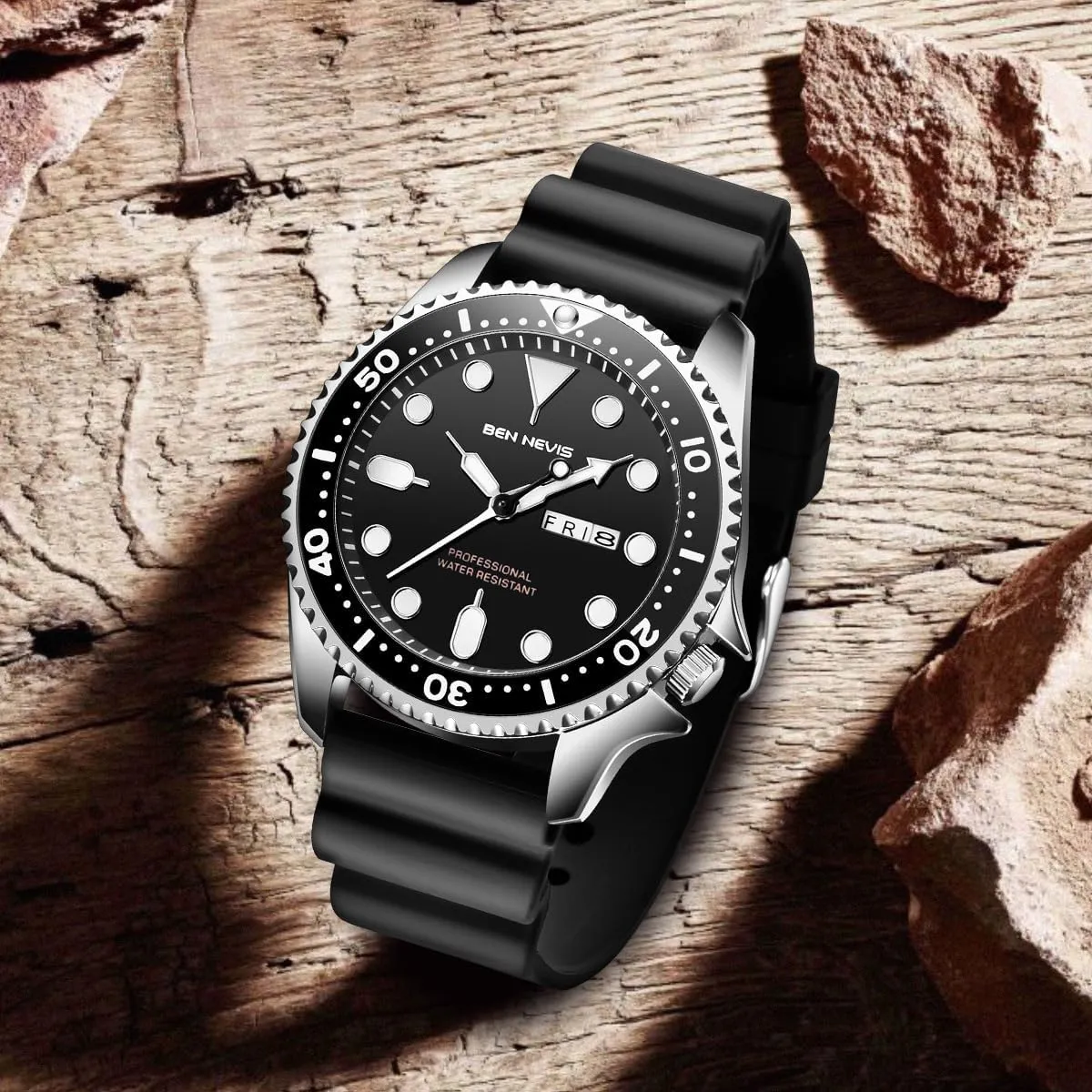 FANMIS Men's Classic Military Analog Watches Minimalist Business Men's Watch Waterproof Outdoor Sport Watches Silicone Strap Stylish Men Watch