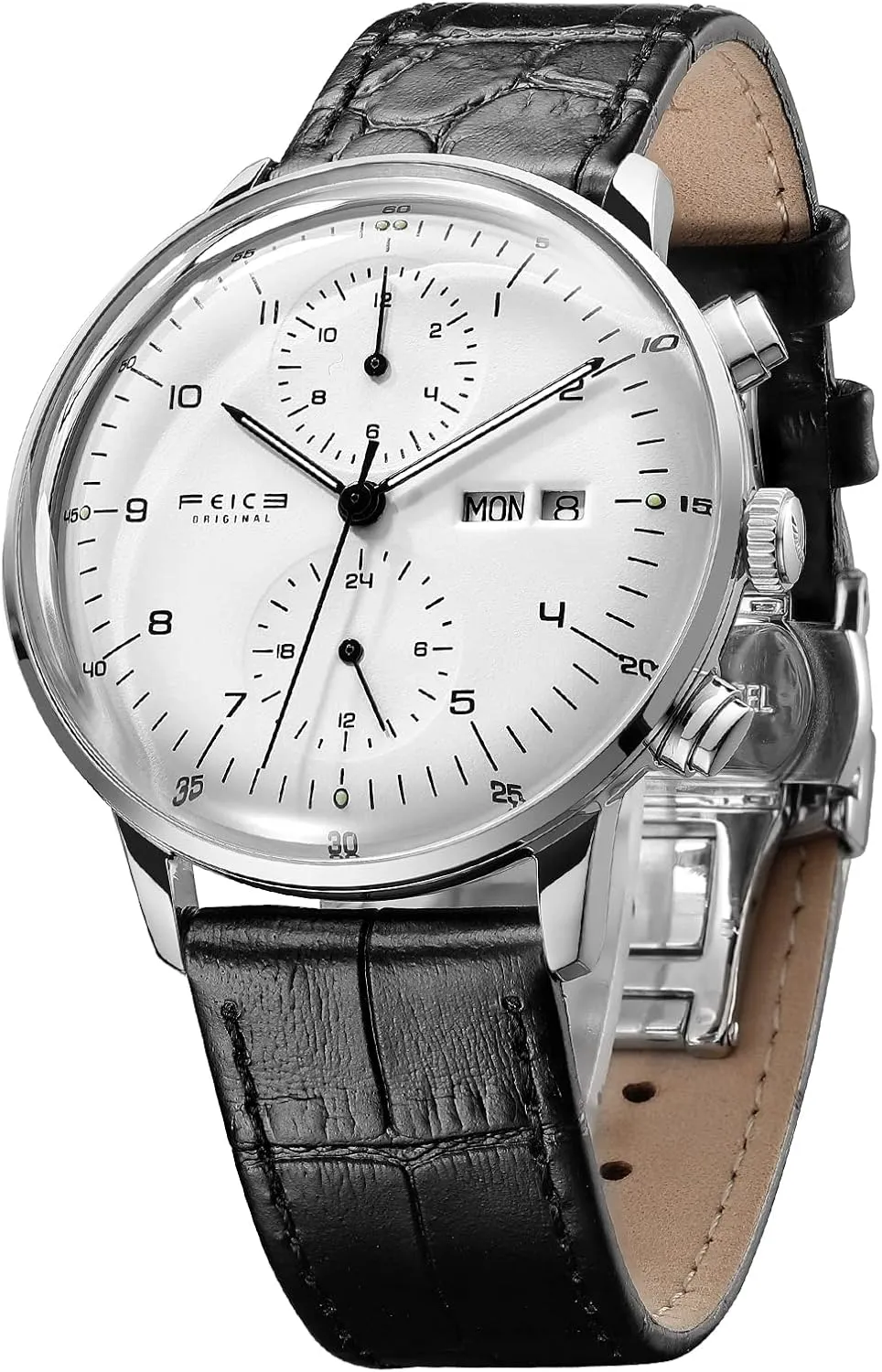 FEICE Mens Watches Bauhaus Automatic Watch Stainless Steel Mechanical Watch Wristwatch Casual Dress Watches for Men with Leather Bands Date -FM121