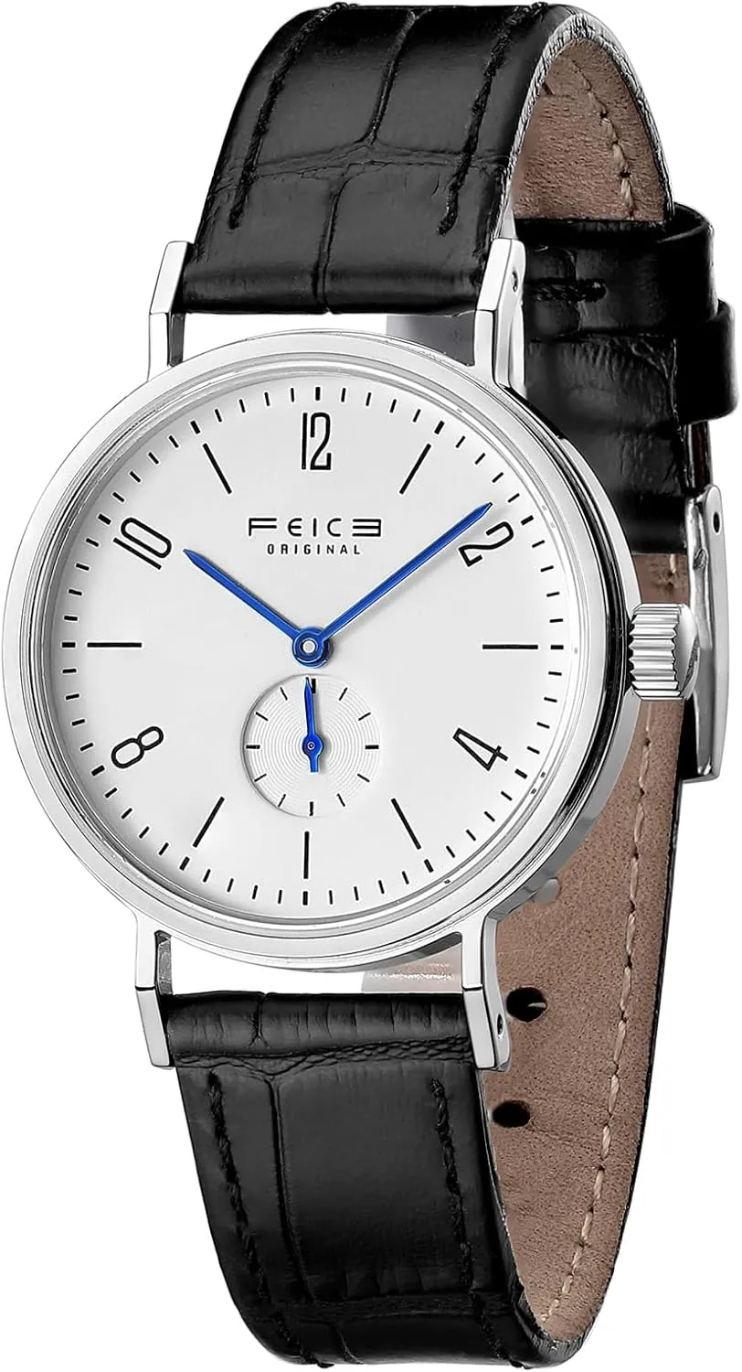 FEICE Women Watches Leather Band Minimalist Round Waterproof Watch Minimalistic Design Analog Display Casual Quartz Watches for Ladies Elegant Gifts -FS201