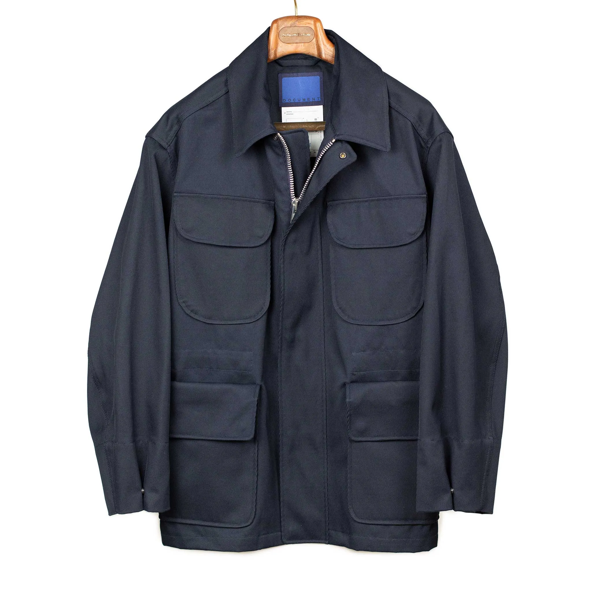 Field jacket in dark navy heavyweight Italian cotton twill