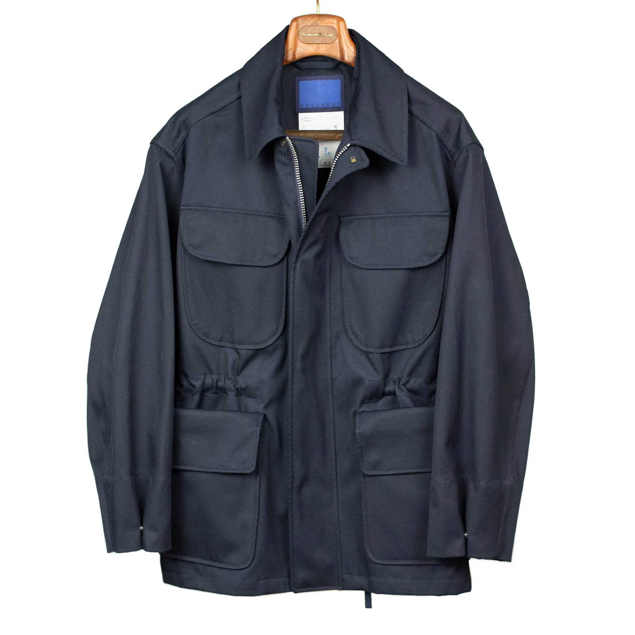 Field jacket in dark navy heavyweight Italian cotton twill