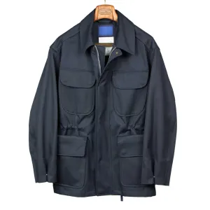 Field jacket in dark navy heavyweight Italian cotton twill