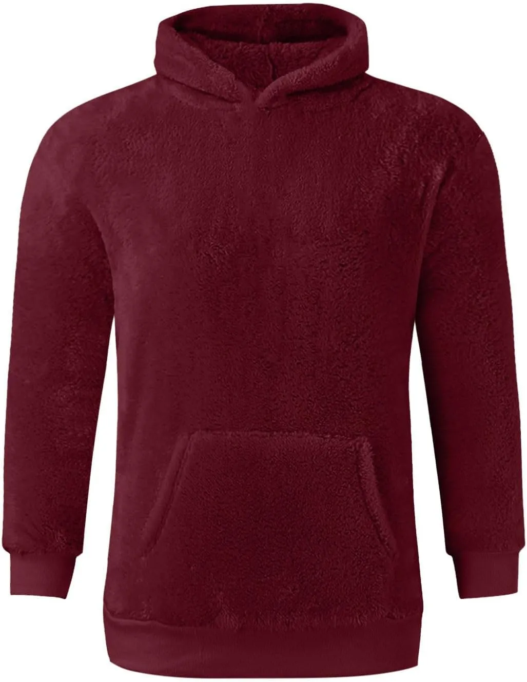 Finelylove Mens Fuzzy Sherpa Hoodies Pullover Oversized Cozy Warm Fleece Hooded Sweatshirt Fluffy Winter Outwear with Pocket