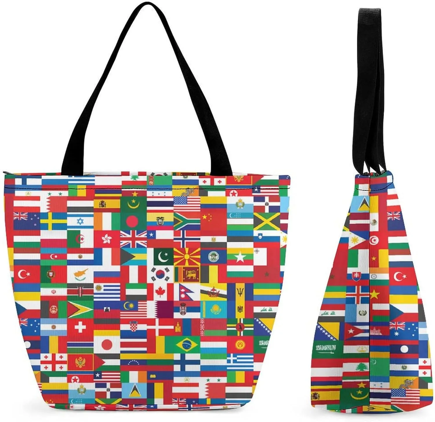 Flags of The World Womens Tote Bag Purse with Zippered Shoulder Handbags For Work