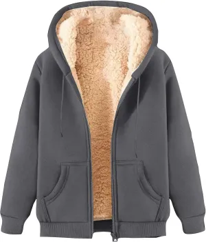 Fleece Jacket Men Winter Warm Zip Up Coats Sherpa Lined Thick Warm Jackets Casual Long Sleeve Outerwear Hoodies
