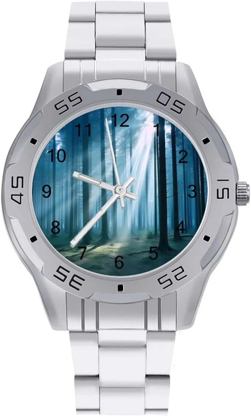 Forests White Light Men's Business Watch Fashion Stainless Steel Wristwatches Custom Easy Read Watches for Women