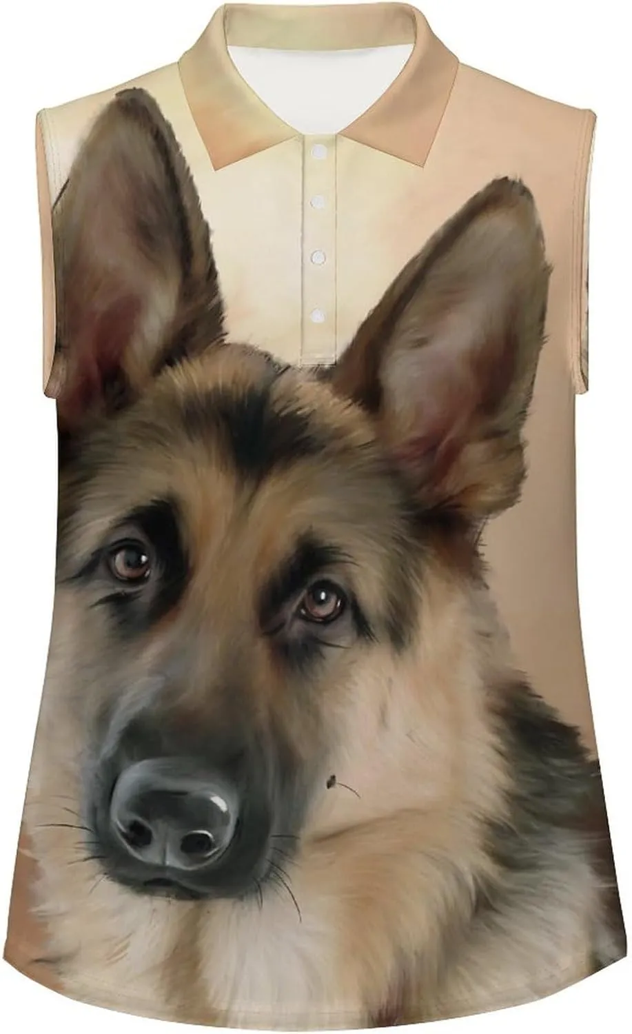German Shepherd Women's Sleeveless Golf Polo Shirts Athletic Tank Tops