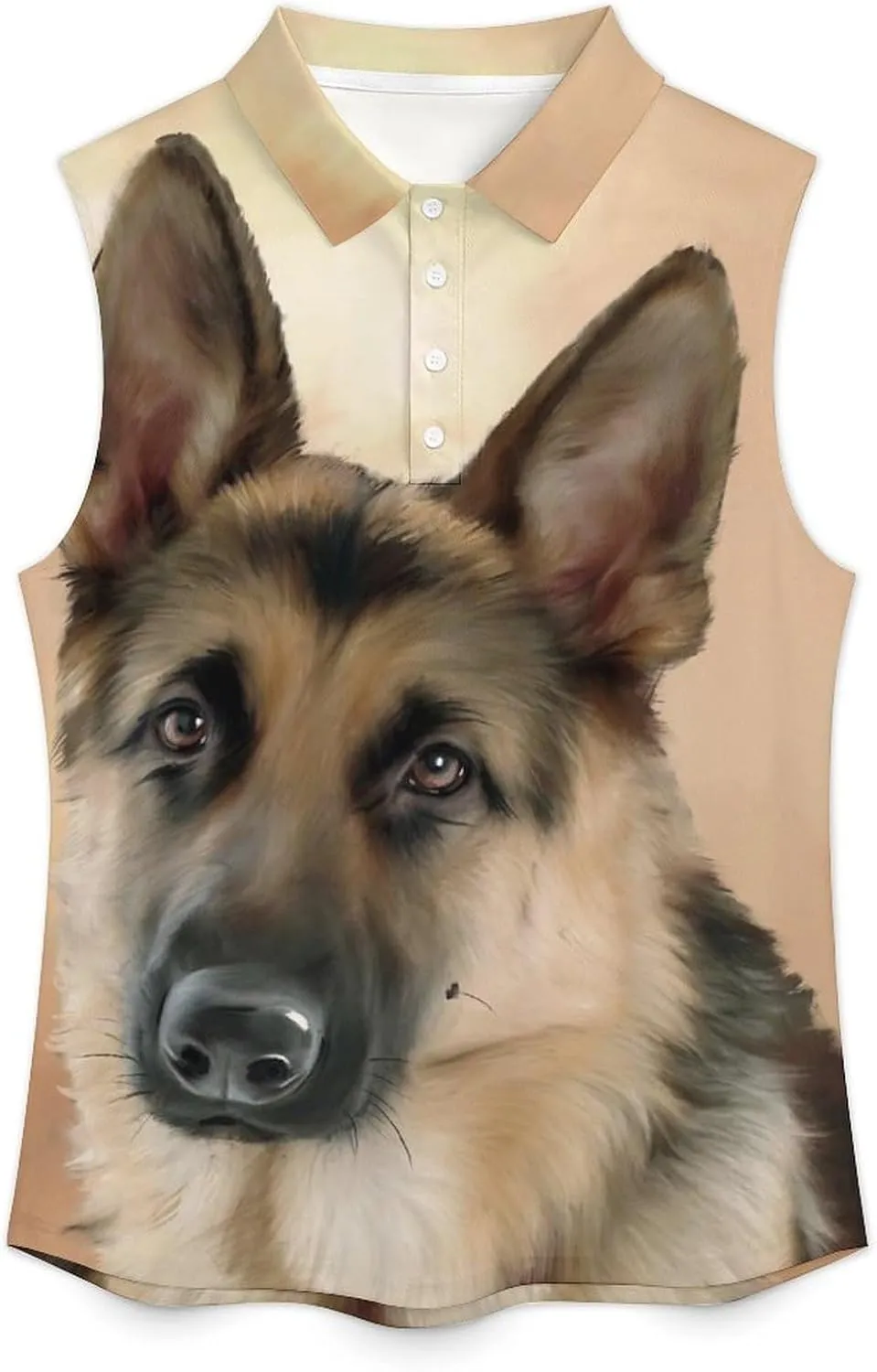 German Shepherd Women's Sleeveless Golf Polo Shirts Athletic Tank Tops