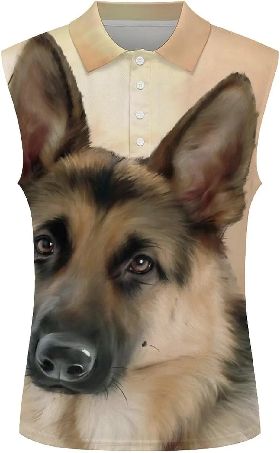 German Shepherd Women's Sleeveless Golf Polo Shirts Athletic Tank Tops