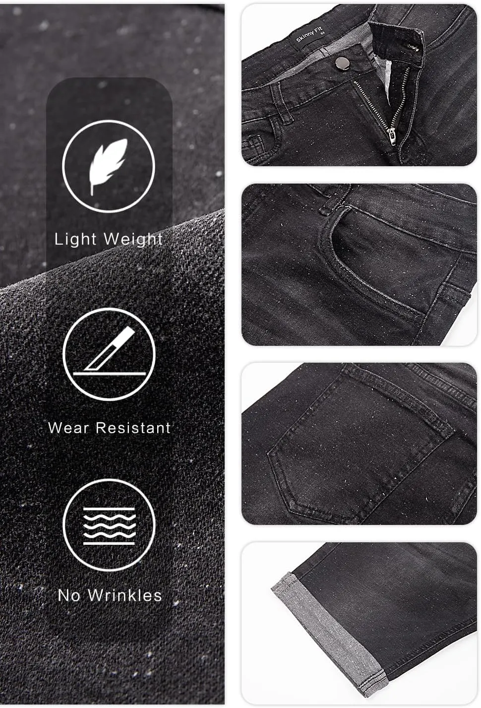 GINGTTO Men's Denim Shorts Slim Fit Stretch Short Jeans