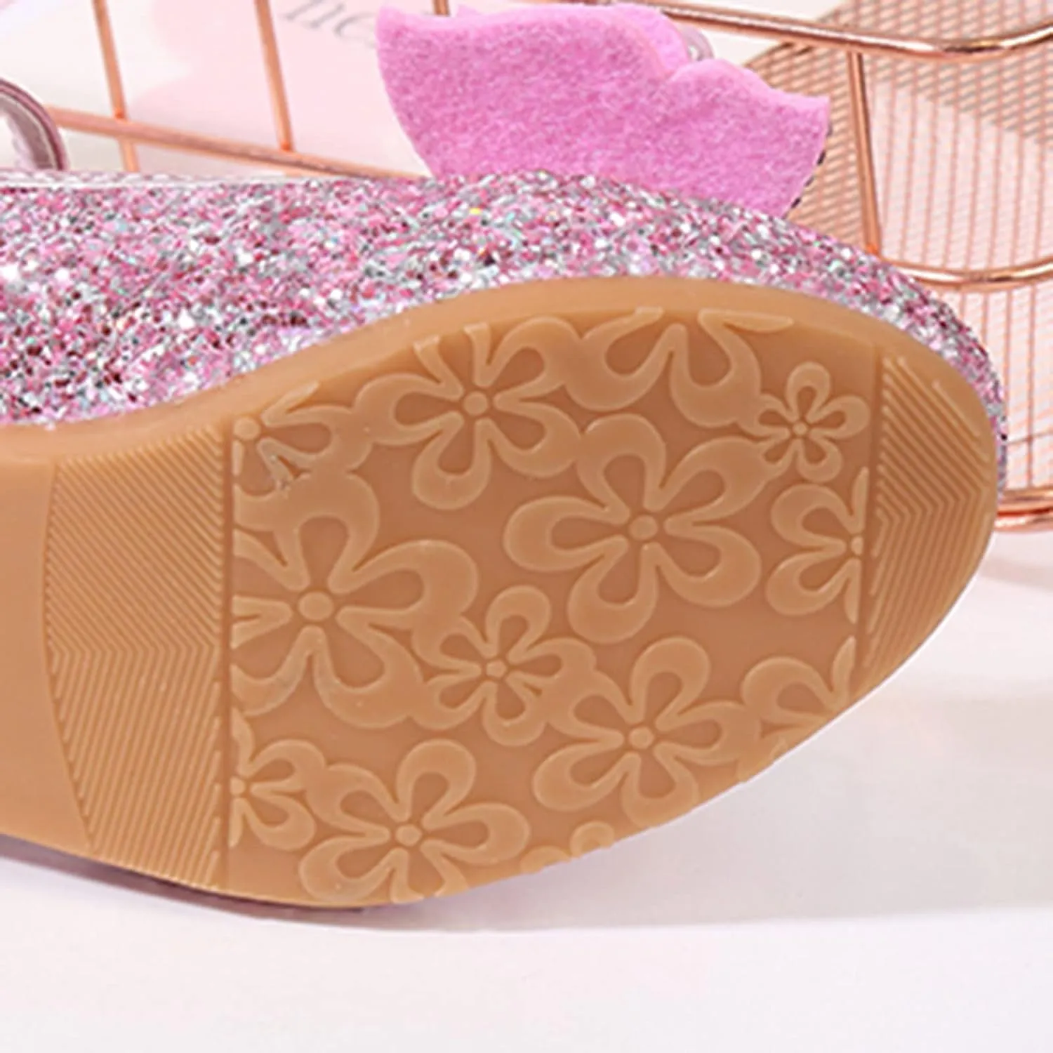 Girls Heels, Mary Jane Glitter Shoes Bows Sequin Party Footwear Dress Shoes Flower Girls Shoes for Wedding Party