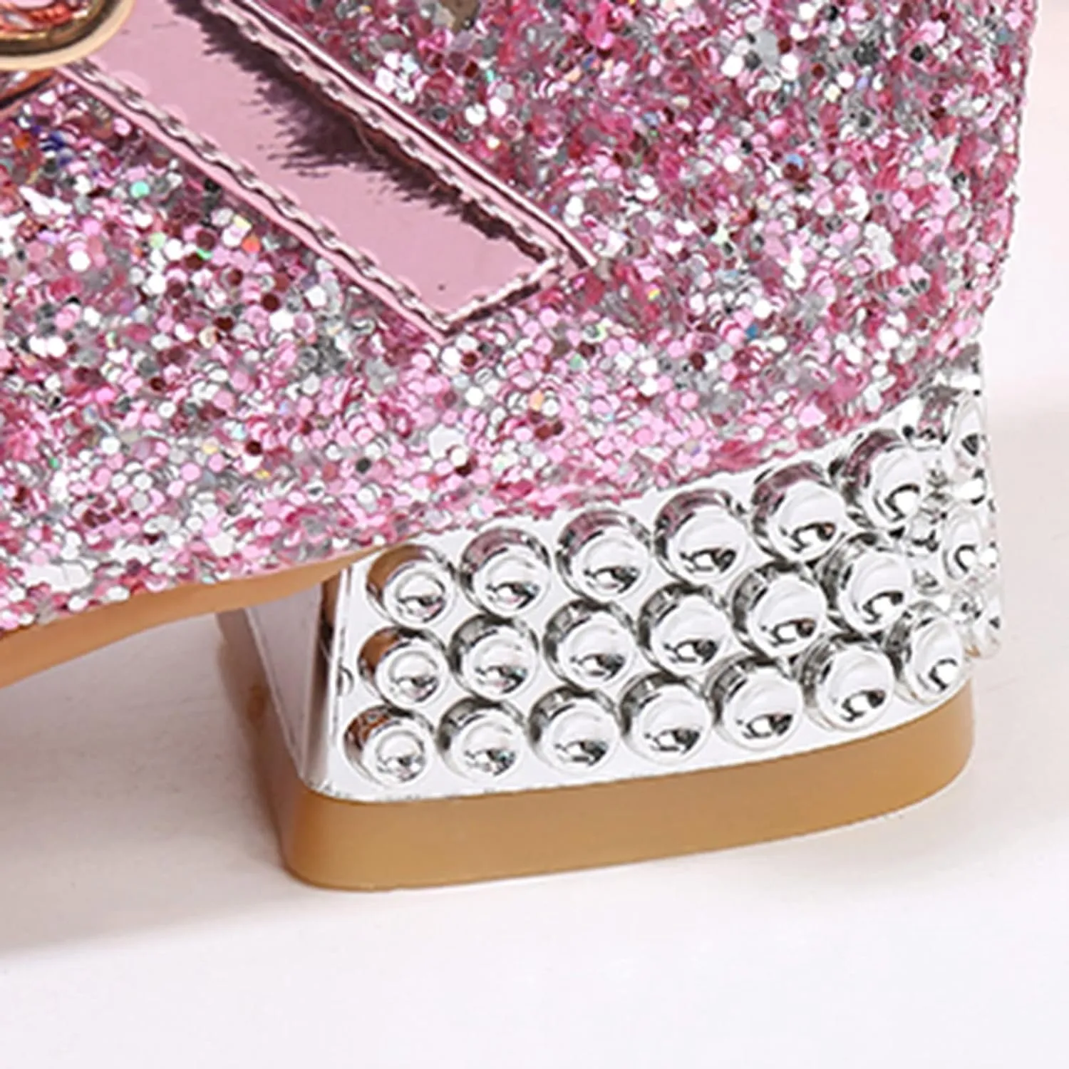 Girls Heels, Mary Jane Glitter Shoes Bows Sequin Party Footwear Dress Shoes Flower Girls Shoes for Wedding Party