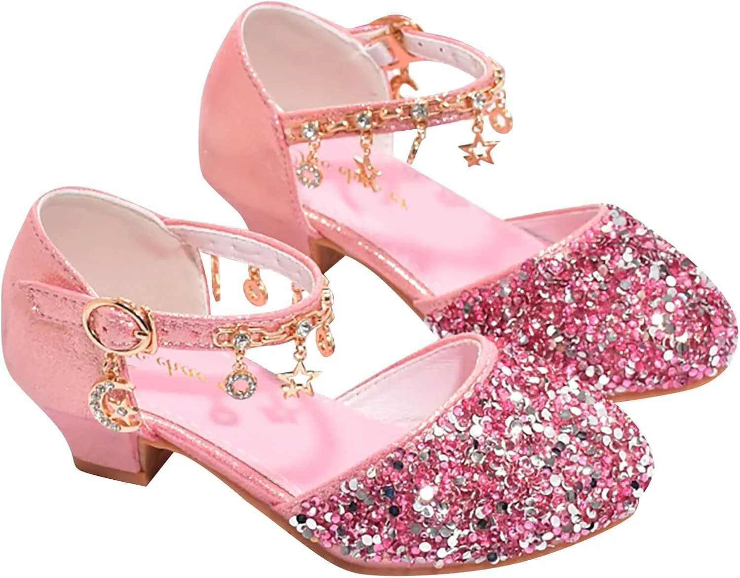 Girls Low Heel Sparkly Dress Shoes Mary Jane Flower Girls Wedding Birthday Pary Dress Shoes Big Girls Sandals Size 3
