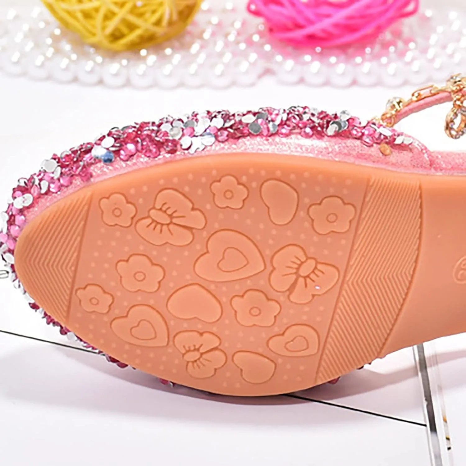 Girls Low Heel Sparkly Dress Shoes Mary Jane Flower Girls Wedding Birthday Pary Dress Shoes Big Girls Sandals Size 3