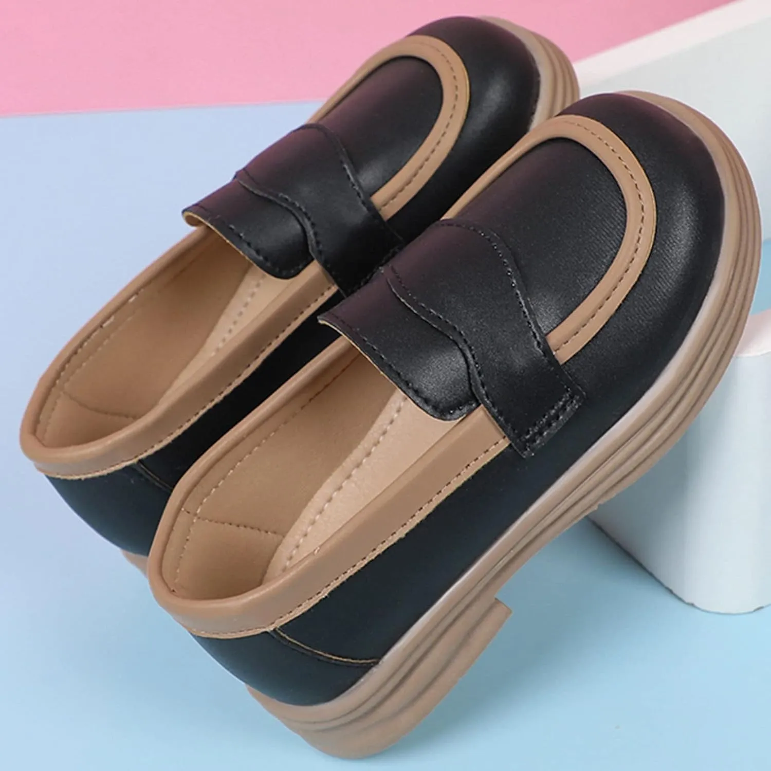 Girls School Mary Jane Shoes Chunky Heel Platform Slip On Fashion Casual Walking Shoes for Little Child Big Kids