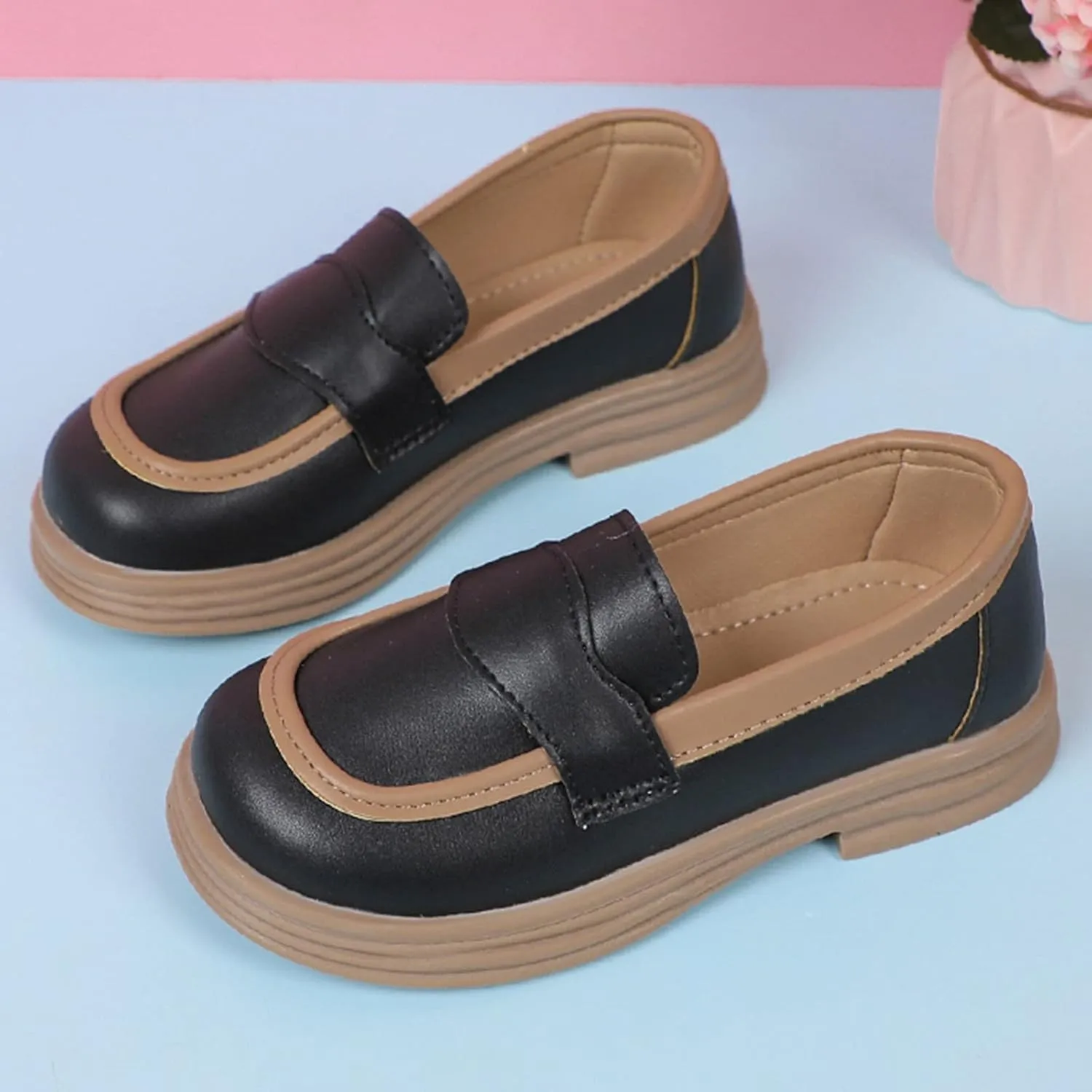 Girls School Mary Jane Shoes Chunky Heel Platform Slip On Fashion Casual Walking Shoes for Little Child Big Kids