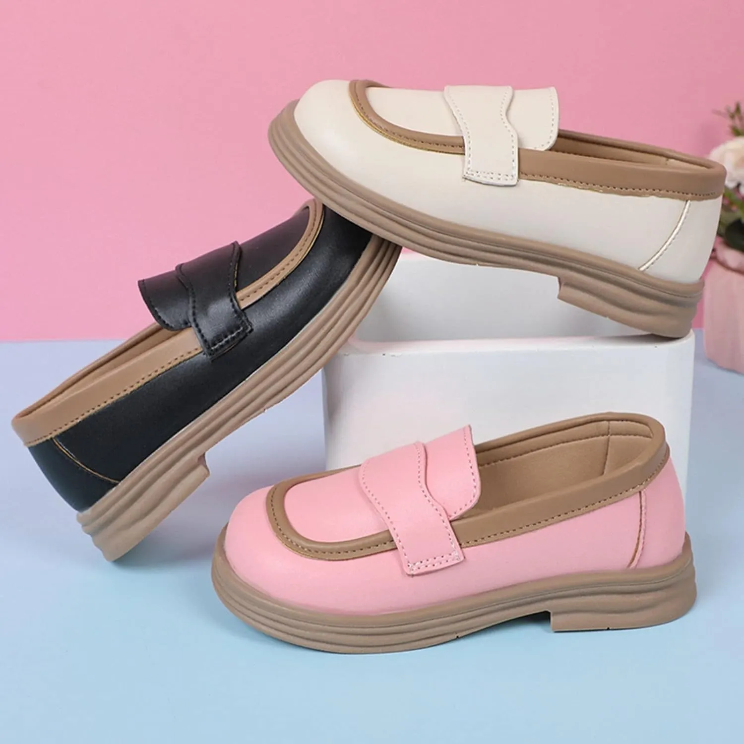 Girls School Mary Jane Shoes Chunky Heel Platform Slip On Fashion Casual Walking Shoes for Little Child Big Kids