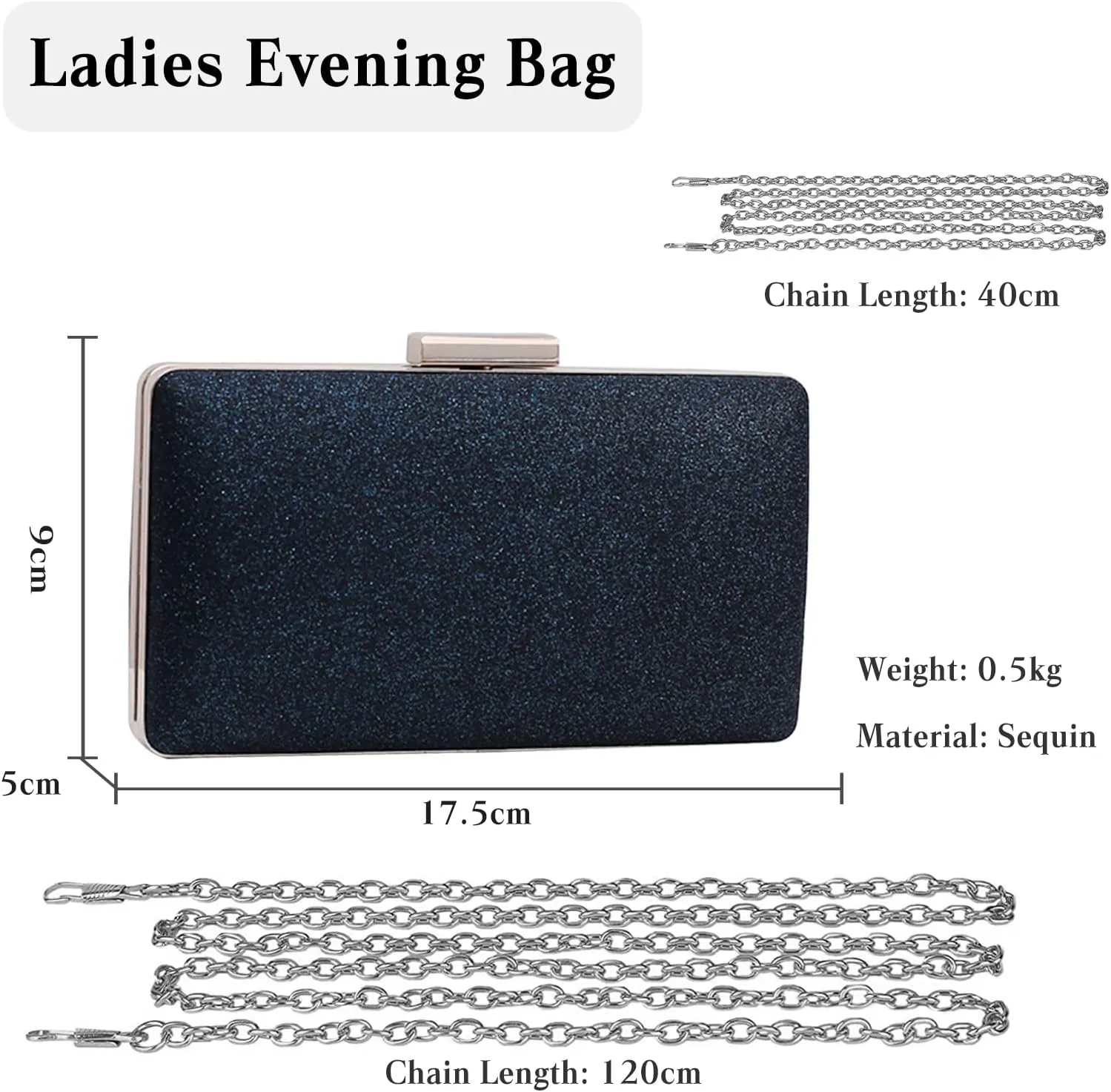 Glitter Evening Clutch Bag Sparkling Sequin Handbag Bridal Wedding Purse Bling Shoulder Bag