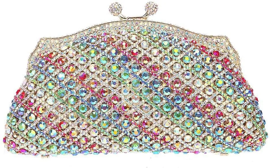 Glittering Evening Clutch Bag Crystal Rhinestone Handbags for Women Wedding Prom Party Night Purse