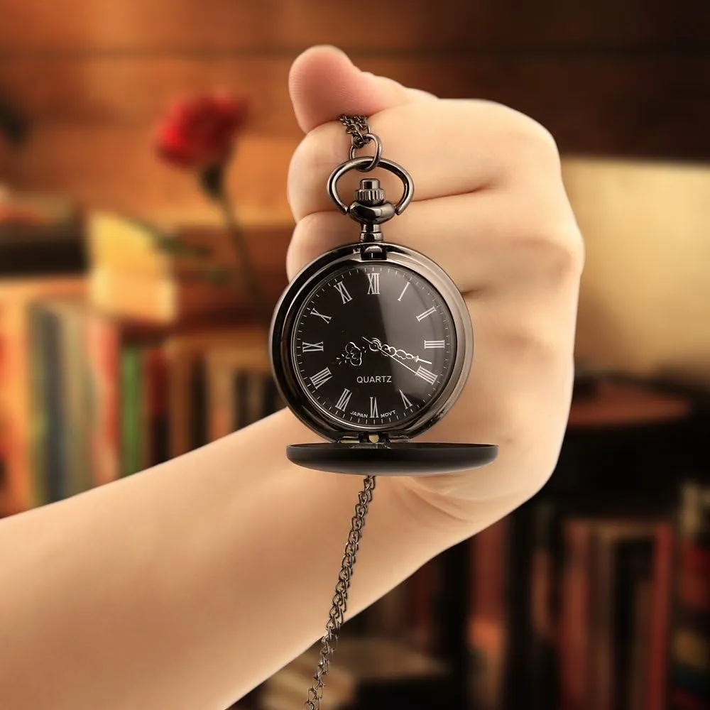 Godchoices Personalized Pocket Watch Custom Photo Pocket Watch with Chain for Men/Women Engraved with Any Words, Personalized Photo Gift for Father and Boyfriend