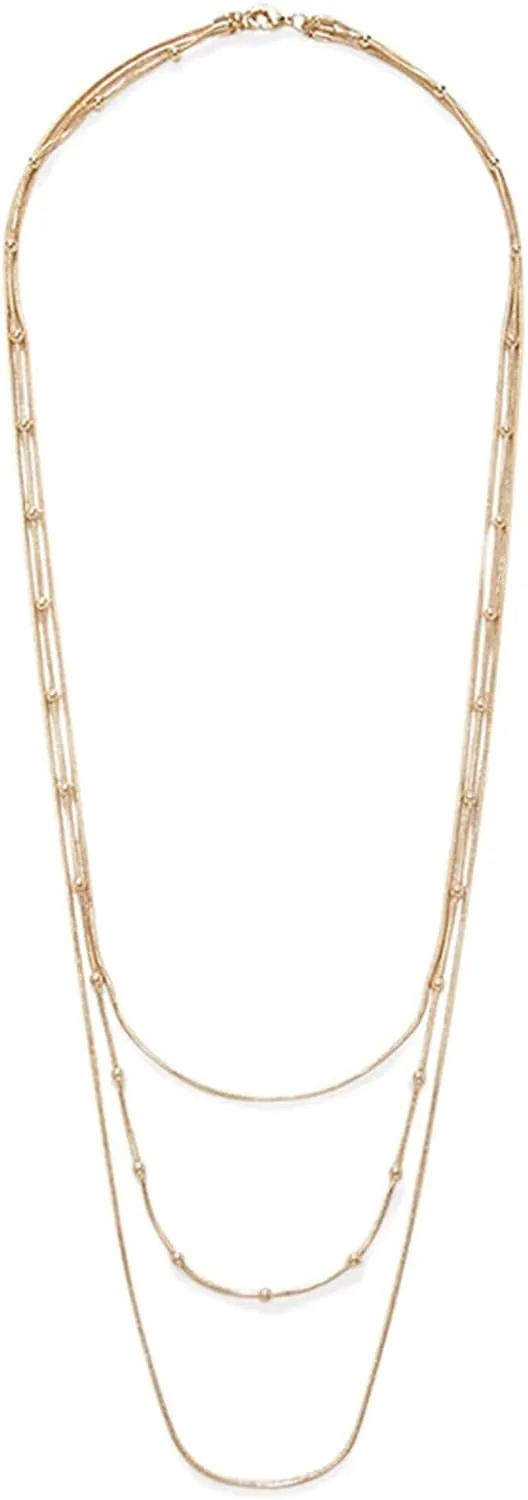 Gold Sweater Chain Multilayer Choker Long Chain Tassel Pendant Necklace for Women Beads Necklace Long Bar Charm Chain Jewelry