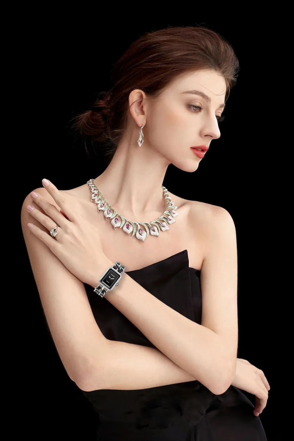Gosasa Women's Elegant Dress Watch Chain Braid Band Fashion Square Bracelet Watches for Women Retro Minimalist Analog Quartz Waterproof Ladies Watch
