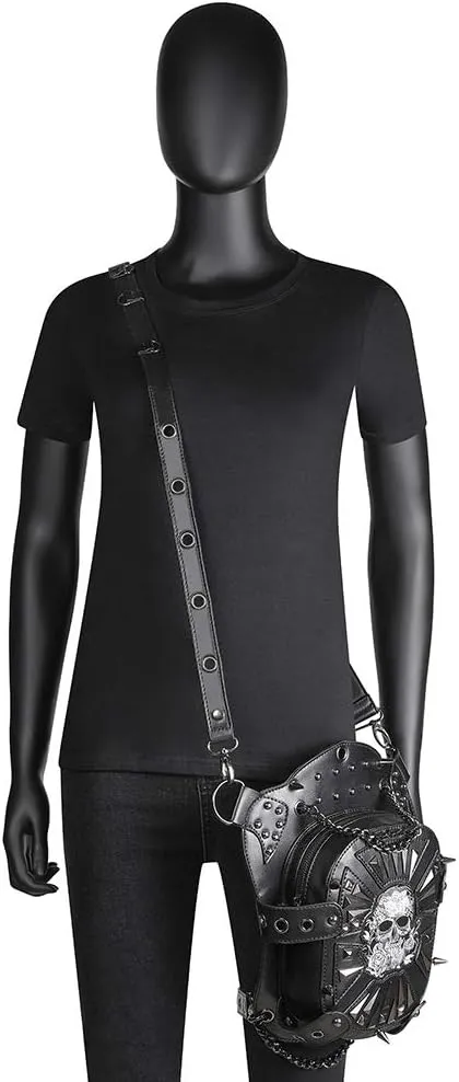 Gothic Leather Waist Bag Fanny Pack Thigh Leg Hip Holster Purse Travel Pouch Hiking Sport Chain Bags for Women Men