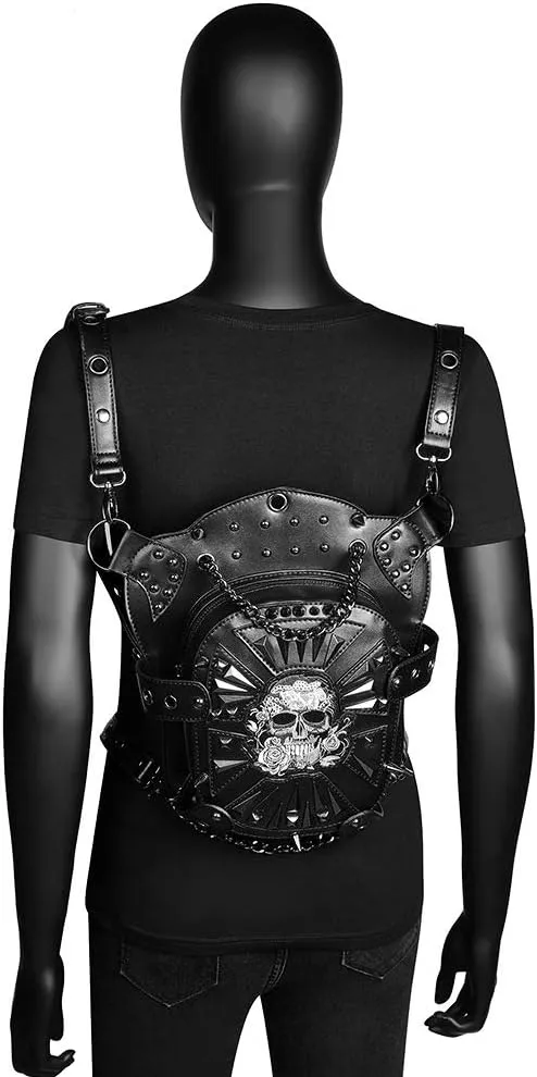 Gothic Leather Waist Bag Fanny Pack Thigh Leg Hip Holster Purse Travel Pouch Hiking Sport Chain Bags for Women Men
