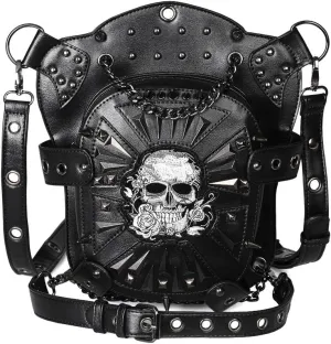 Gothic Leather Waist Bag Fanny Pack Thigh Leg Hip Holster Purse Travel Pouch Hiking Sport Chain Bags for Women Men