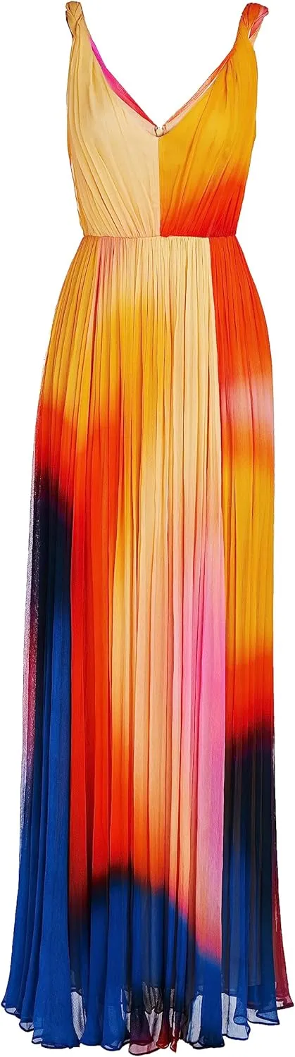 HALSTON Women's Stacia Gown in Crinkle Chiffon