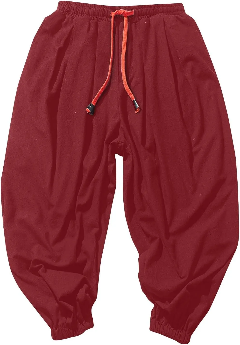 Harem Pants Men Drop Crotch Cotton Linen Pants 2025 Summer Causal Cinch Bottom Lounge Pants Elastic Waist Pants