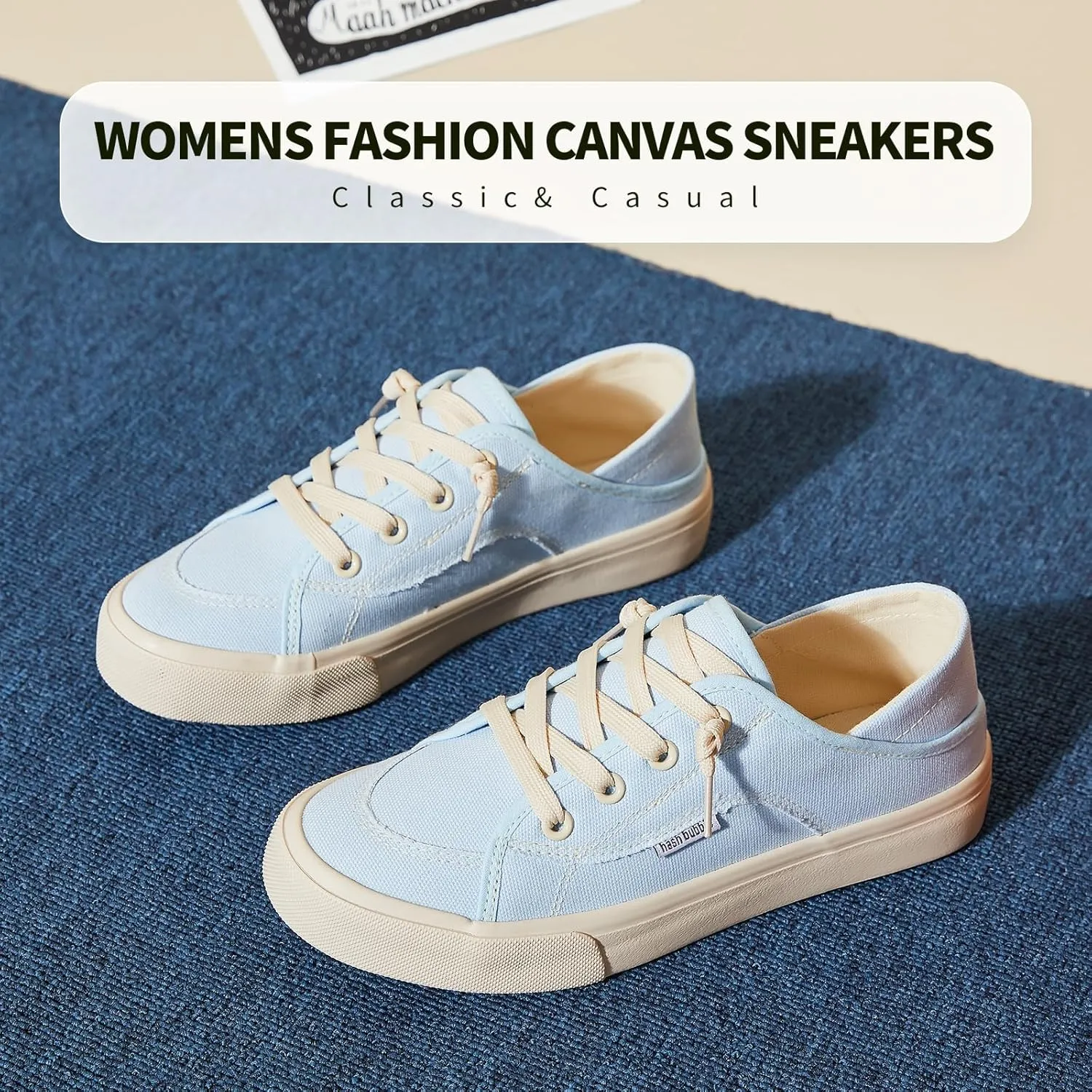 hash bubbie Women's Slip on Shoes Canvas Shoes Non Slip Fashion Sneakers for Women Low Top Loafers