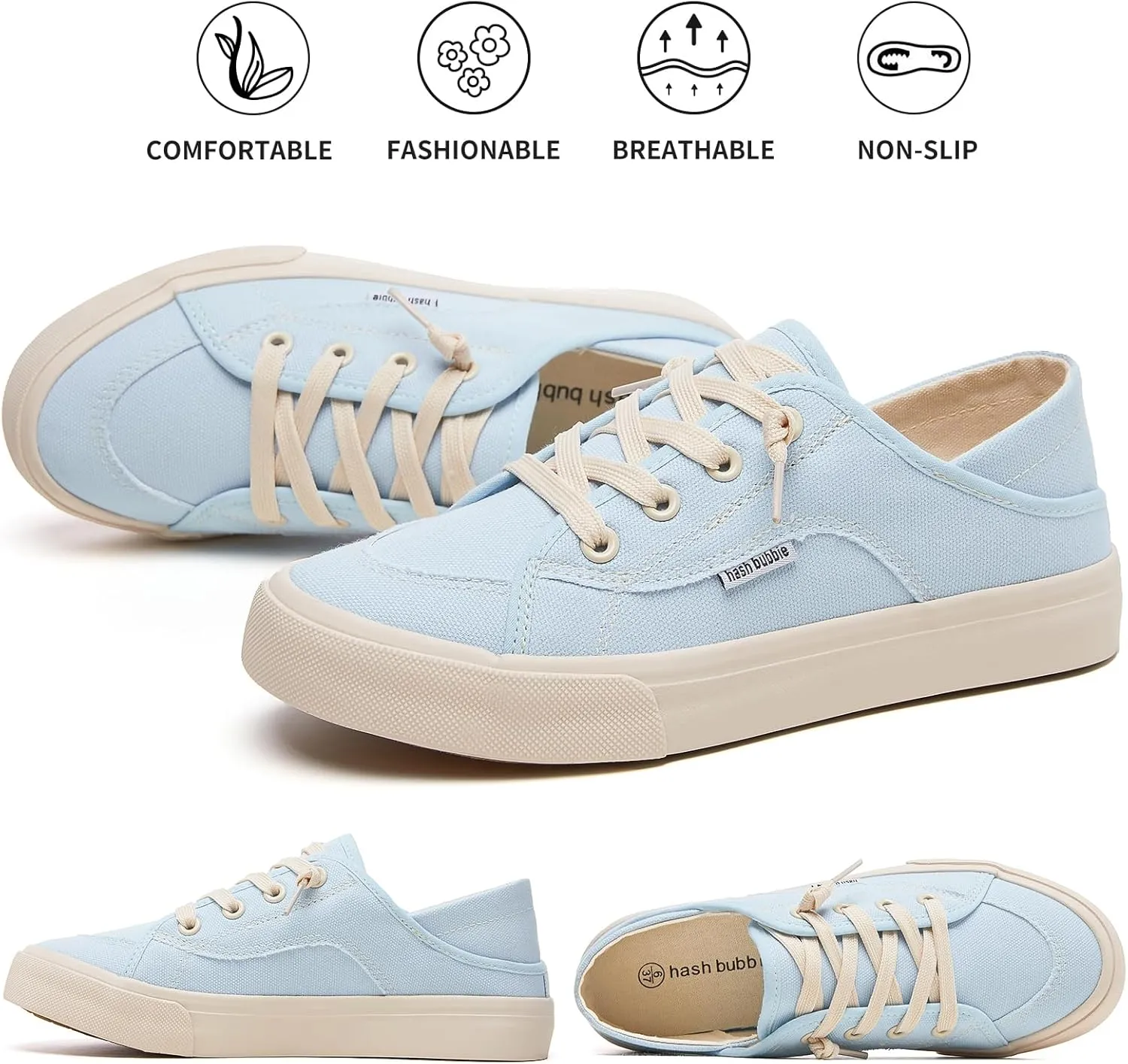hash bubbie Women's Slip on Shoes Canvas Shoes Non Slip Fashion Sneakers for Women Low Top Loafers