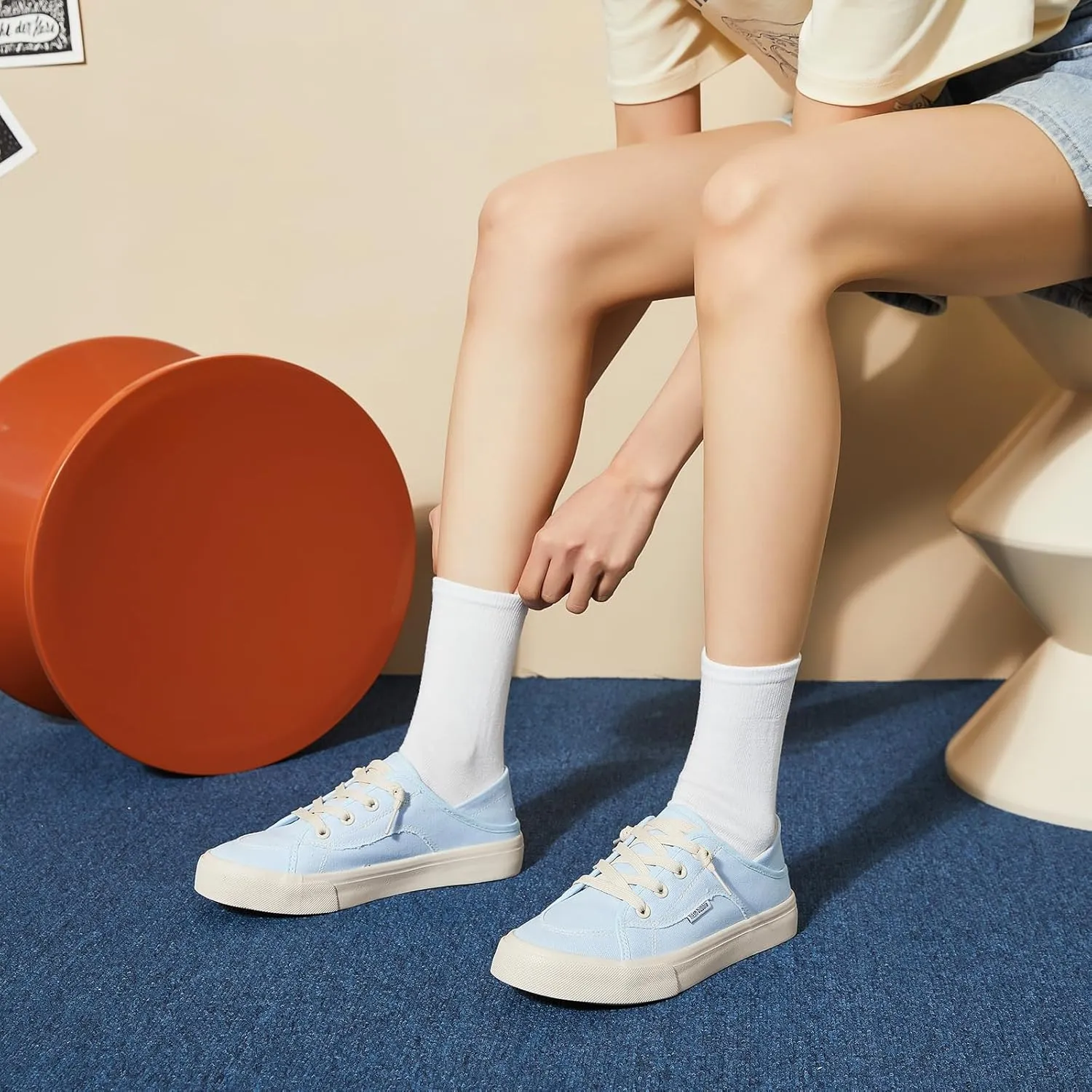 hash bubbie Women's Slip on Shoes Canvas Shoes Non Slip Fashion Sneakers for Women Low Top Loafers
