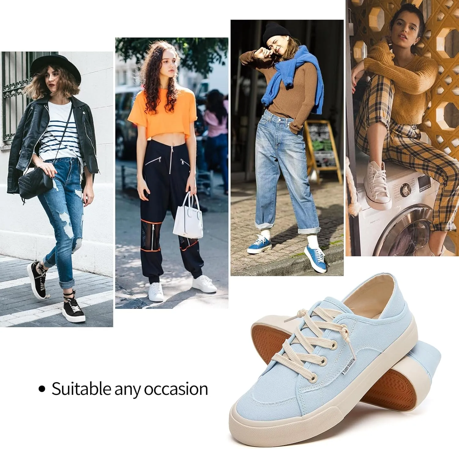 hash bubbie Women's Slip on Shoes Canvas Shoes Non Slip Fashion Sneakers for Women Low Top Loafers