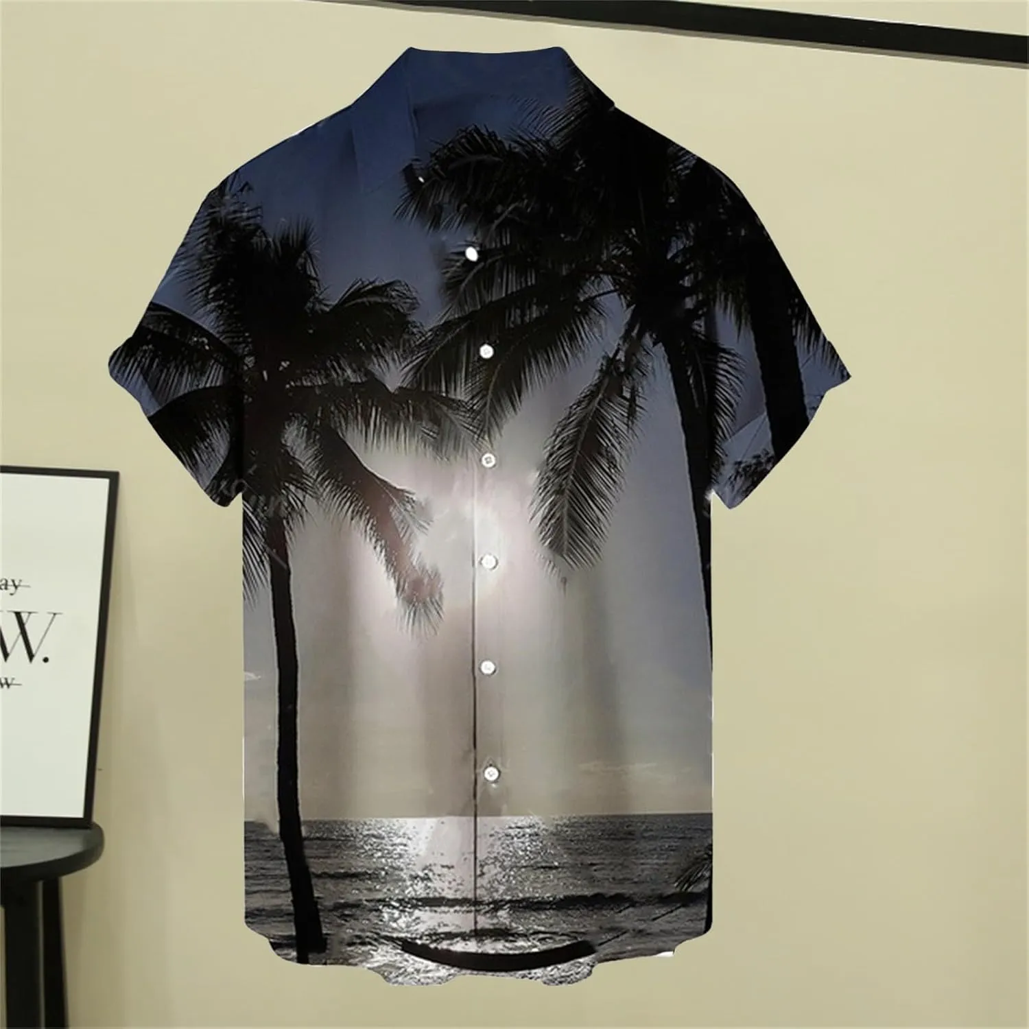 Hawaiian Shirt for Men Beach Shirts Summer Button Down Short Sleeve Palm Tree Vacation Top Cruise Clothes Resort Wear