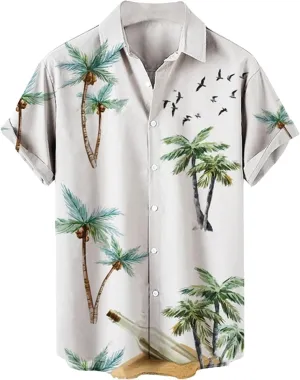 Hawaiian Shirt for Men Beach Shirts Summer Button Down Short Sleeve Palm Tree Vacation Top Cruise Clothes Resort Wear