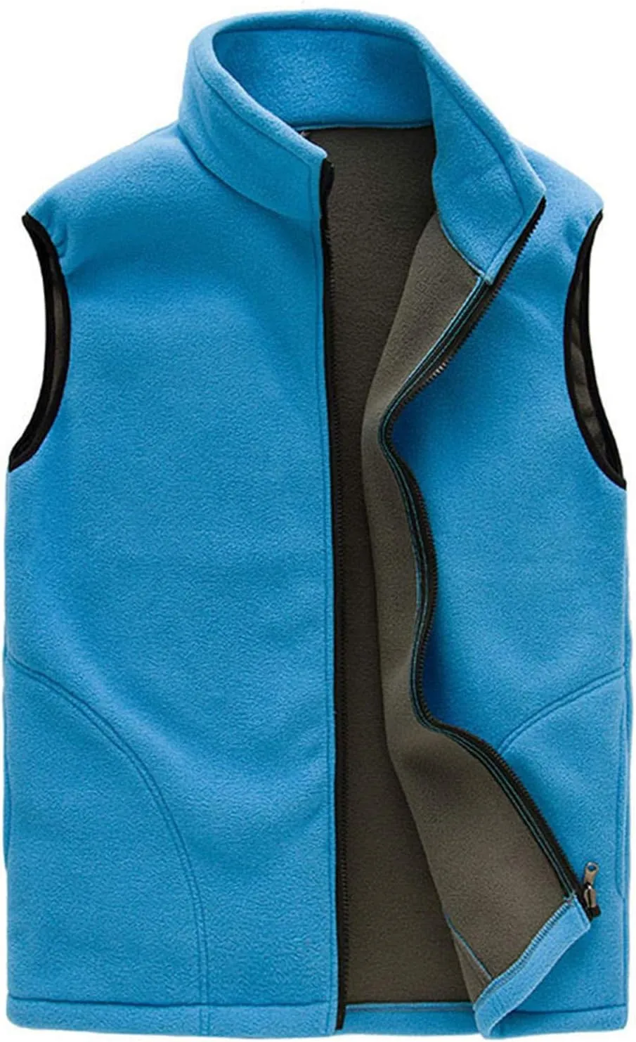 hlysgo Mens Full Zip Fleece Vest, Winter Warm Outdoor Waistcoat Casual Loose Fit Sleeveless Jacket Outerwear with Pockets