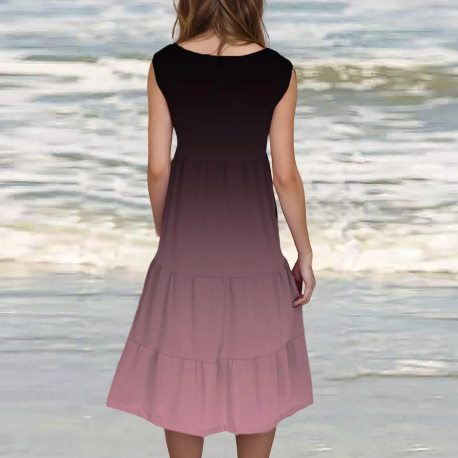 hlysgo Sundresses for Women 2025 Trendy Tie-Dye Print Beach Coverup Peplum Dress Summer Casual Sleeveless Boho Mini Dresses